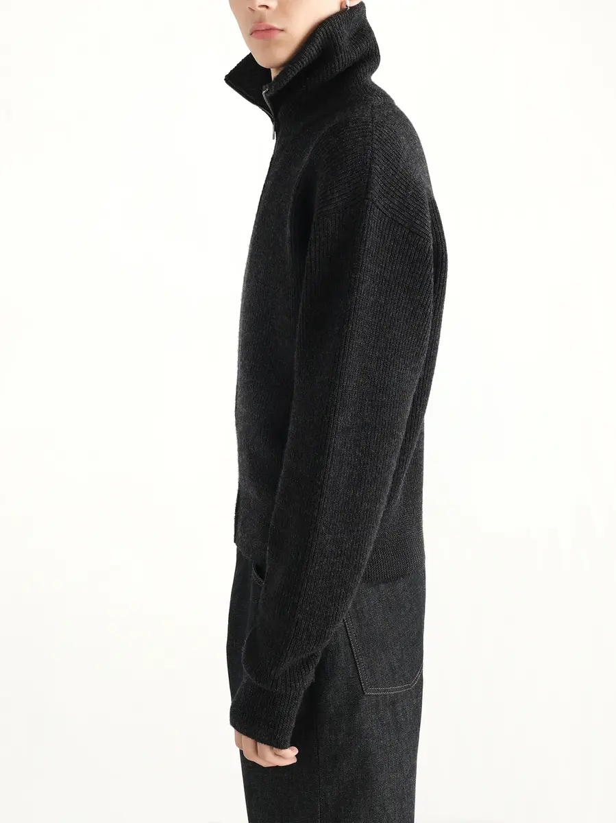Lemaire Zipped Cardigan in Ash Melange | Thumbnail 3