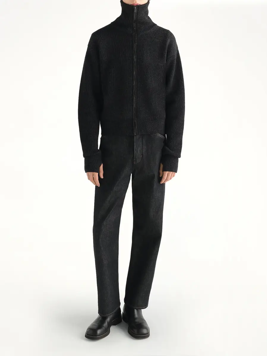 Lemaire Zipped Cardigan in Ash Melange | Thumbnail 4