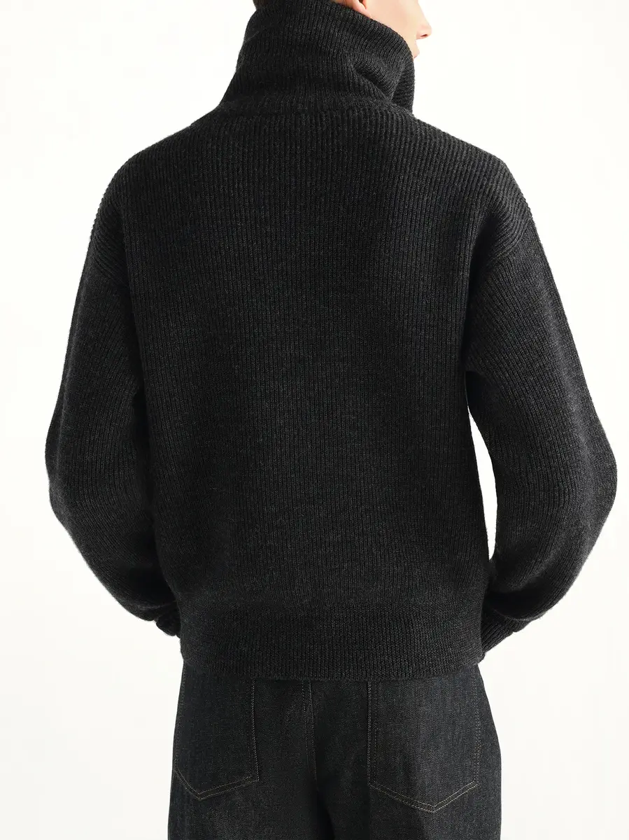 Lemaire Zipped Cardigan in Ash Melange | Thumbnail 5