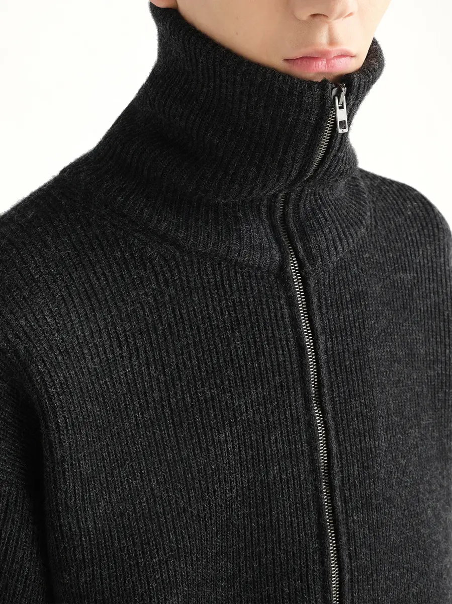 Lemaire Zipped Cardigan in Ash Melange | Thumbnail 6