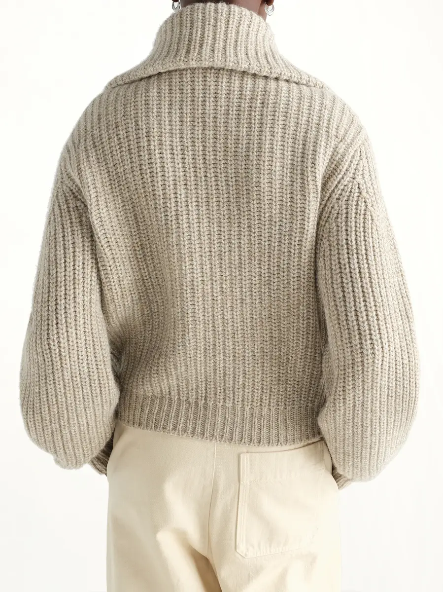 Lemaire Zipped Cardigan in Beige/oat | Thumbnail 5 Lemaire Zipped Cardigan in Beige/oat | Thumbnail 5