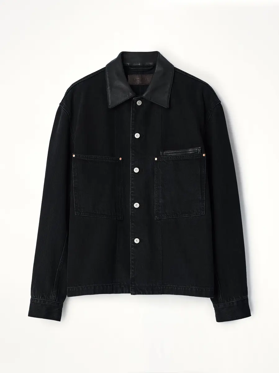 Lemaire Workwear Overshirt With Leather Collar | Thumbnail 2 Lemaire Workwear Overshirt With Leather Collar | Thumbnail 2