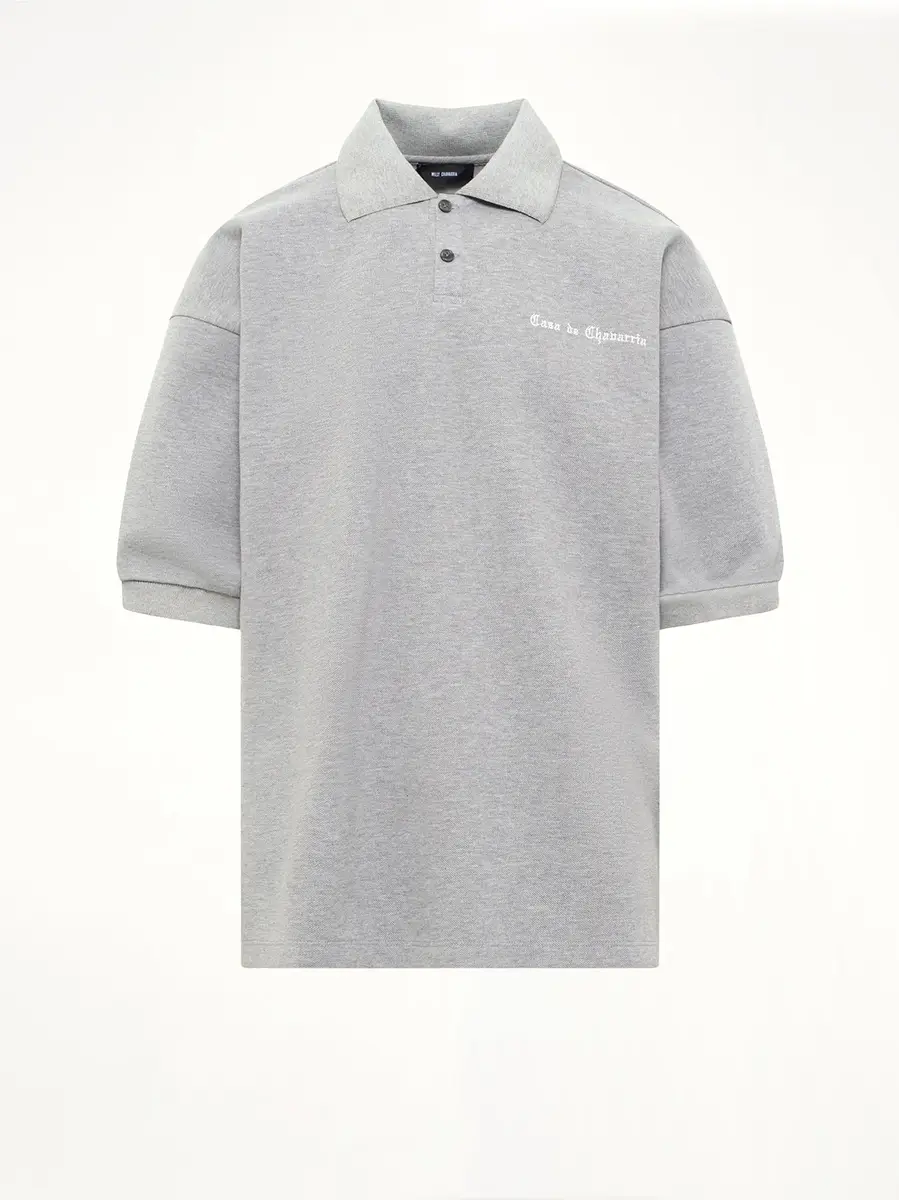 Willy Chavarria Football Polo in Heather Grey | Thumbnail 2 Willy Chavarria Football Polo in Heather Grey | Thumbnail 2