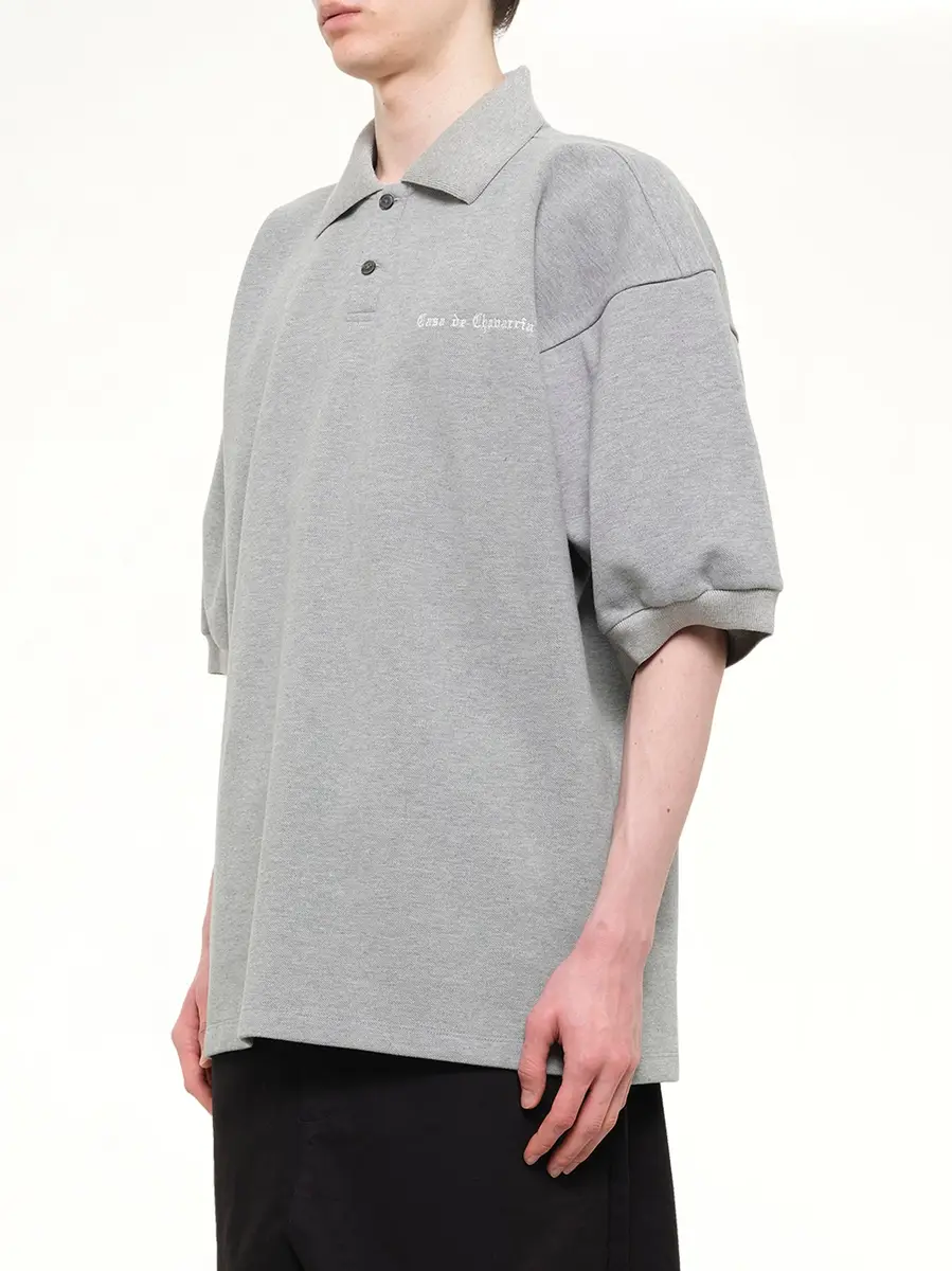 Willy Chavarria Football Polo in Heather Grey | Thumbnail 3 Willy Chavarria Football Polo in Heather Grey | Thumbnail 3
