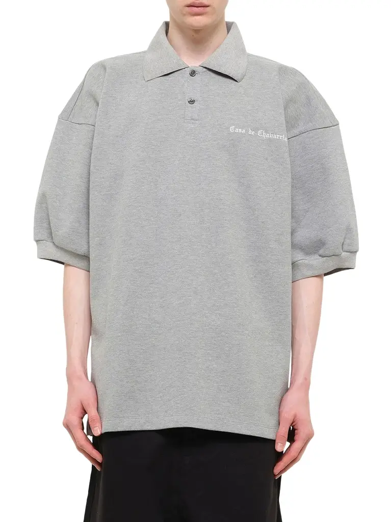 Willy Chavarria Football Polo in Heather Grey