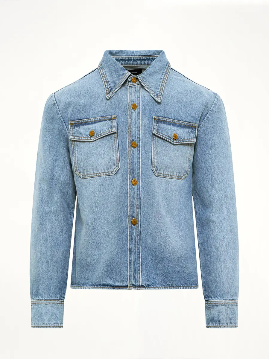 Willy Chavarria Chente Denim Shirt in Classic Blue | Thumbnail 2