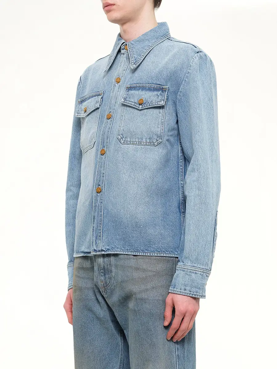 Willy Chavarria Chente Denim Shirt in Classic Blue | Thumbnail 3