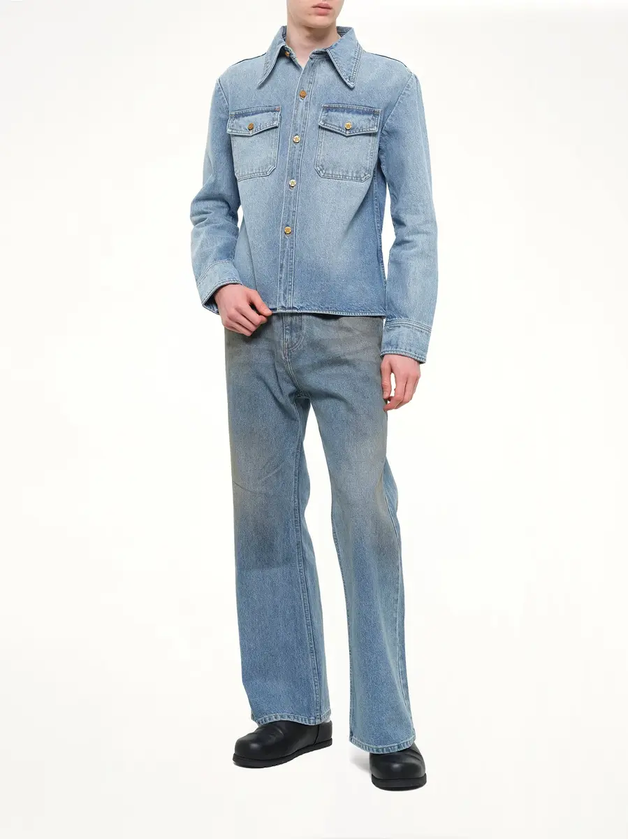Willy Chavarria Chente Denim Shirt in Classic Blue | Thumbnail 4
