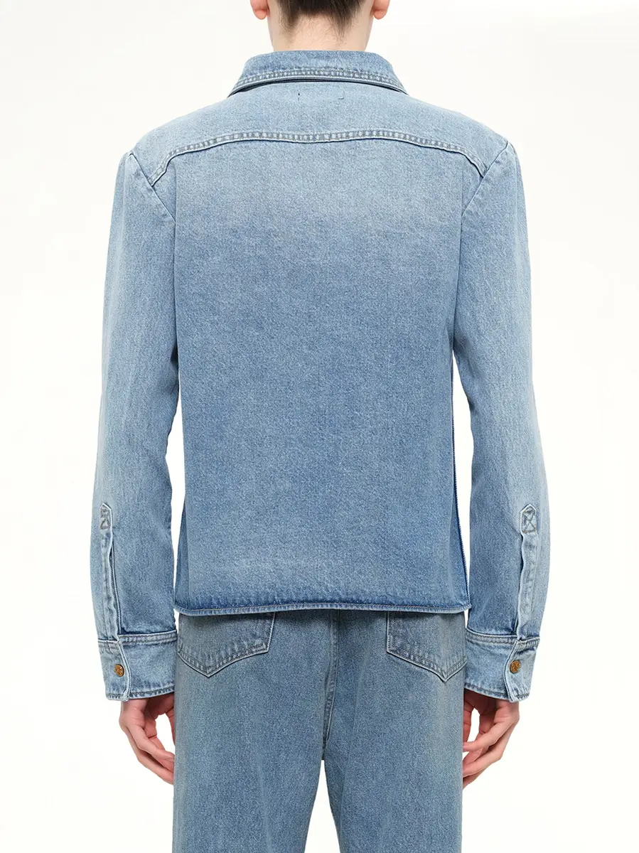 Willy Chavarria Chente Denim Shirt in Classic Blue | Thumbnail 5