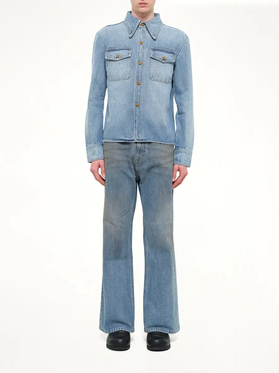 Willy Chavarria Chente Denim Shirt in Classic Blue | Thumbnail 7