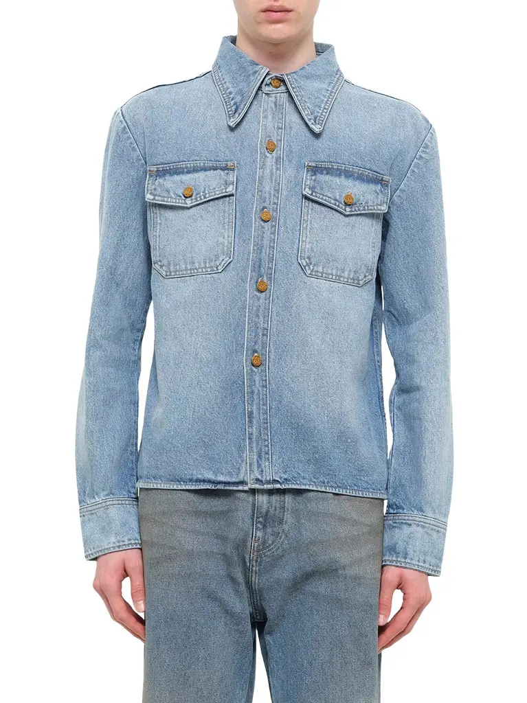 Willy Chavarria Chente Denim Shirt in Classic Blue