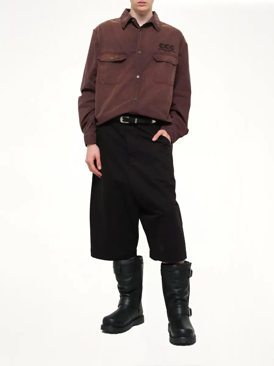 Willy Chavarria OS LS Workwear Corcoran Overshirt in Uniform Brown | Thumbnail 4