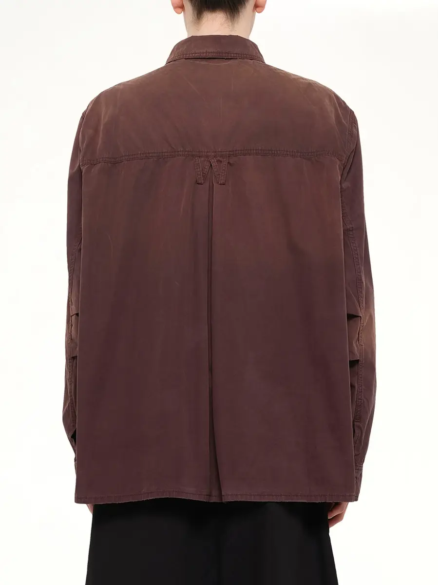 Willy Chavarria OS LS Workwear Corcoran Overshirt in Uniform Brown | Thumbnail 5