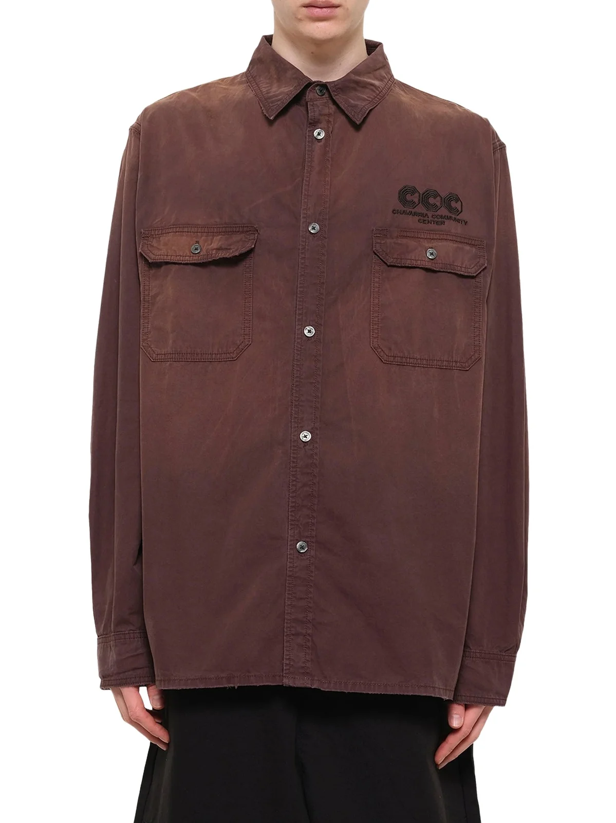 Willy Chavarria OS LS Workwear Corcoran Overshirt in Uniform Brown