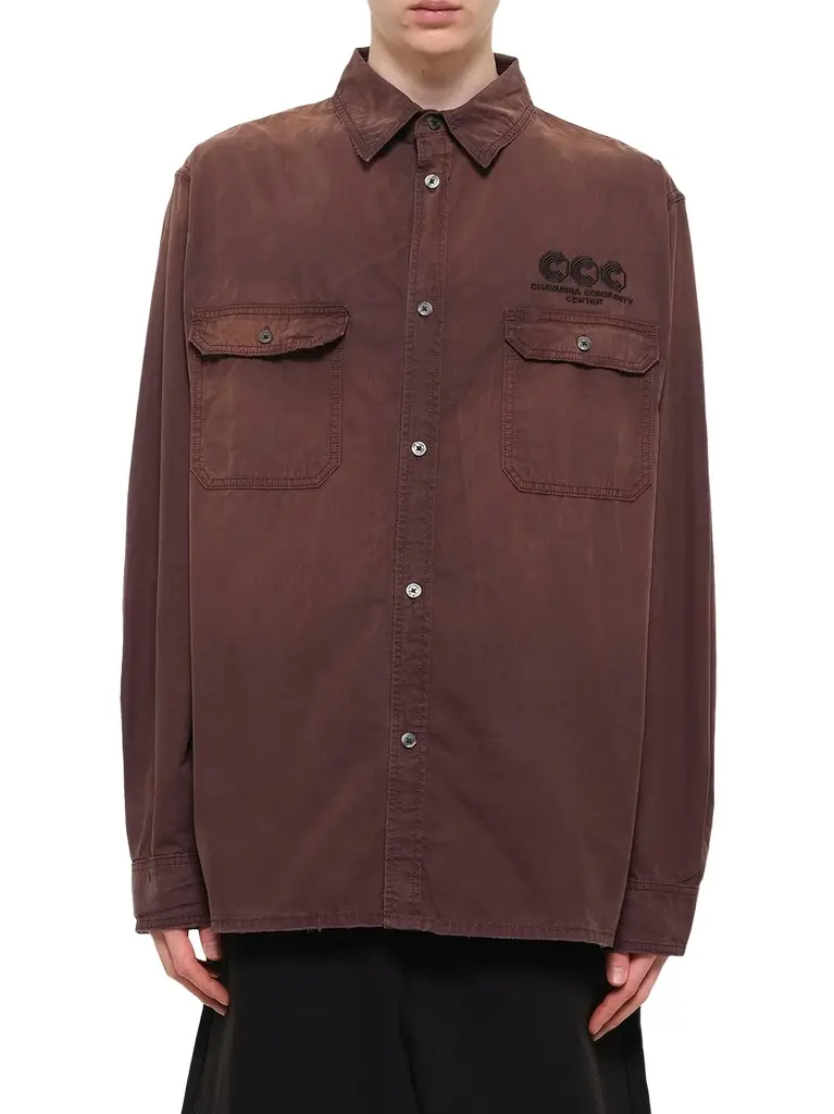 Willy Chavarria OS LS Workwear Corcoran Overshirt in Uniform Brown