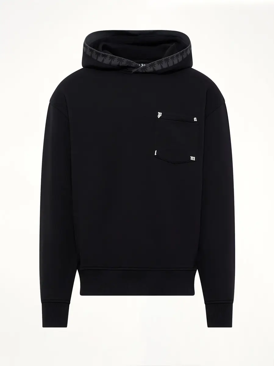 Palm Angels Palm Rib Loose Hoodie in Black/off White | Thumbnail 2 Palm Angels Palm Rib Loose Hoodie in Black/off White | Thumbnail 2