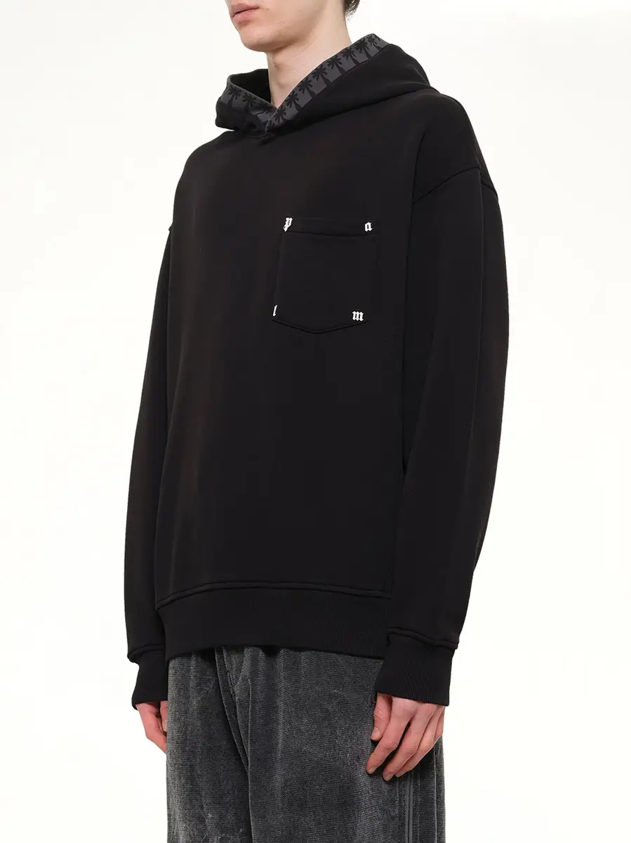 Palm Angels Palm Rib Loose Hoodie in Black/off White | Thumbnail 3 Palm Angels Palm Rib Loose Hoodie in Black/off White | Thumbnail 3