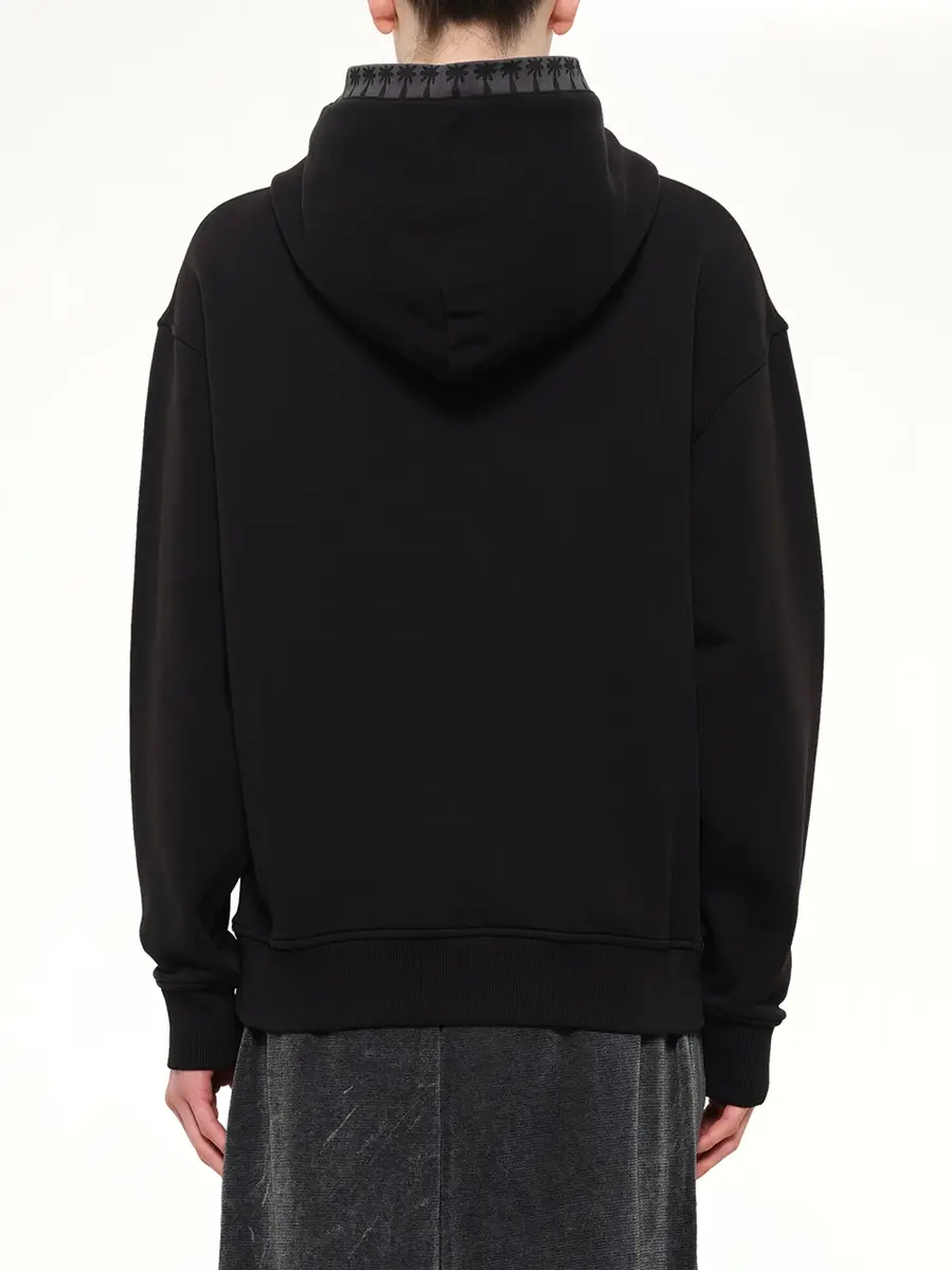 Palm Angels Palm Rib Loose Hoodie in Black/off White | Thumbnail 5 Palm Angels Palm Rib Loose Hoodie in Black/off White | Thumbnail 5