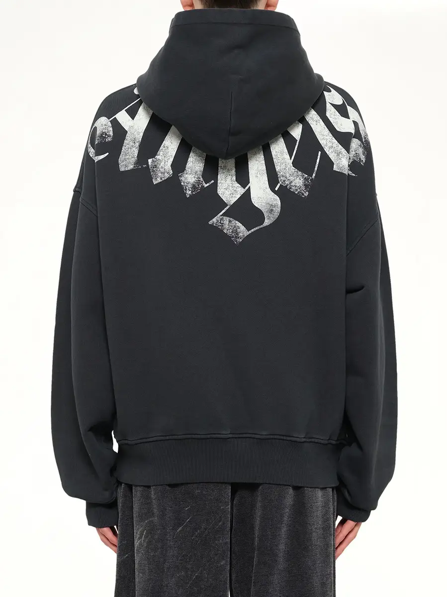 Palm Angels Big Neck Logo Zip Loose Hoodie in Black/off White | Thumbnail 5 Palm Angels Big Neck Logo Zip Loose Hoodie in Black/off White | Thumbnail 5