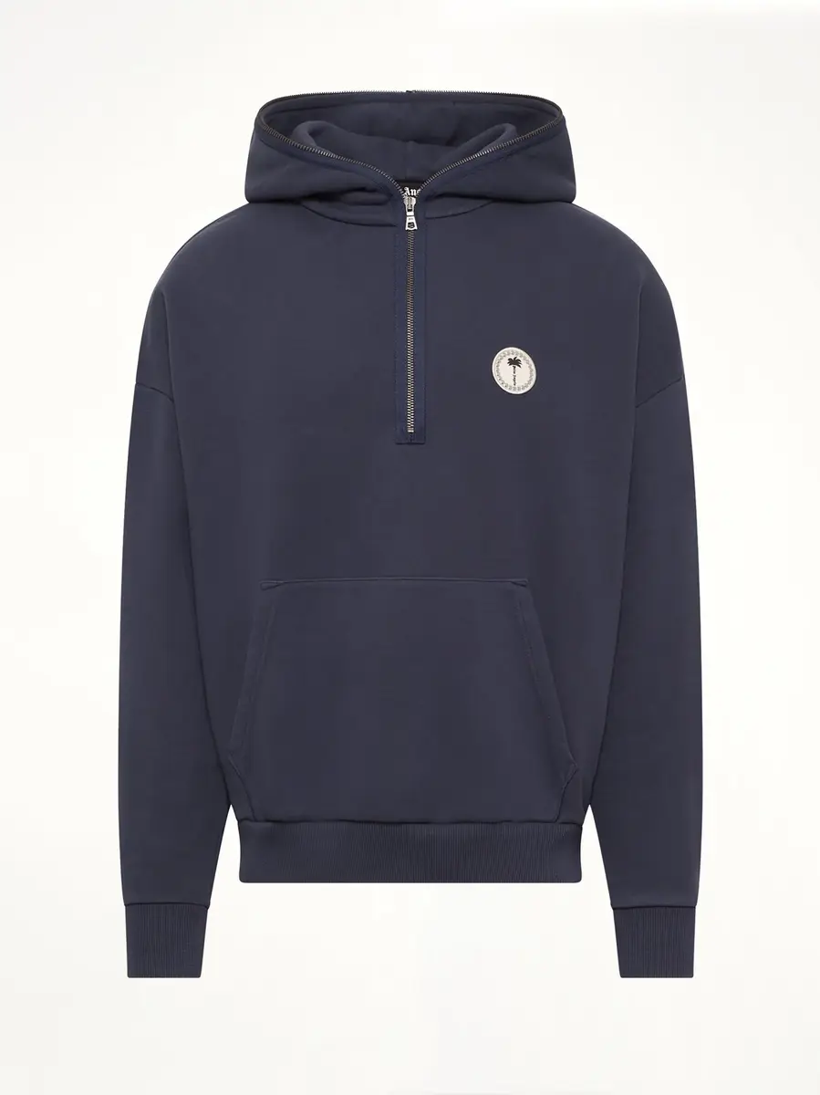 Palm Angels Palm Deco Loose Hoodie in Navy Blue/off White | Thumbnail 2 Palm Angels Palm Deco Loose Hoodie in Navy Blue/off White | Thumbnail 2