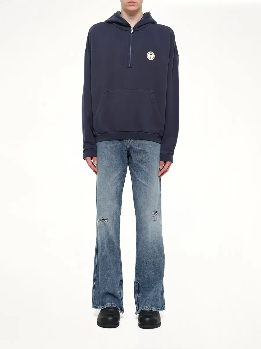 Palm Angels Palm Deco Loose Hoodie in Navy Blue/off White | Thumbnail 7 Palm Angels Palm Deco Loose Hoodie in Navy Blue/off White | Thumbnail 7