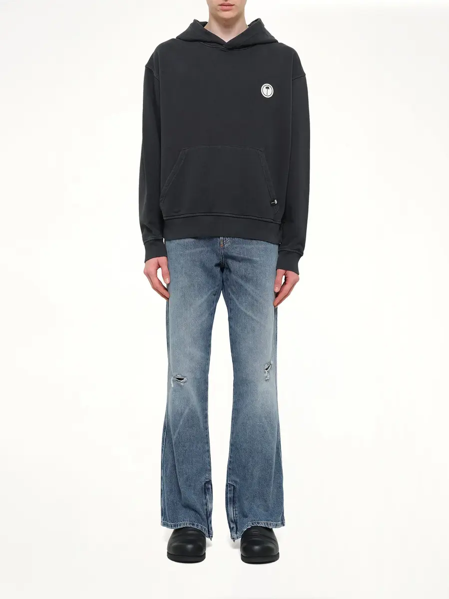 Palm Angels Palm Shadow Loose Hoodie in Black/off White | Thumbnail 7