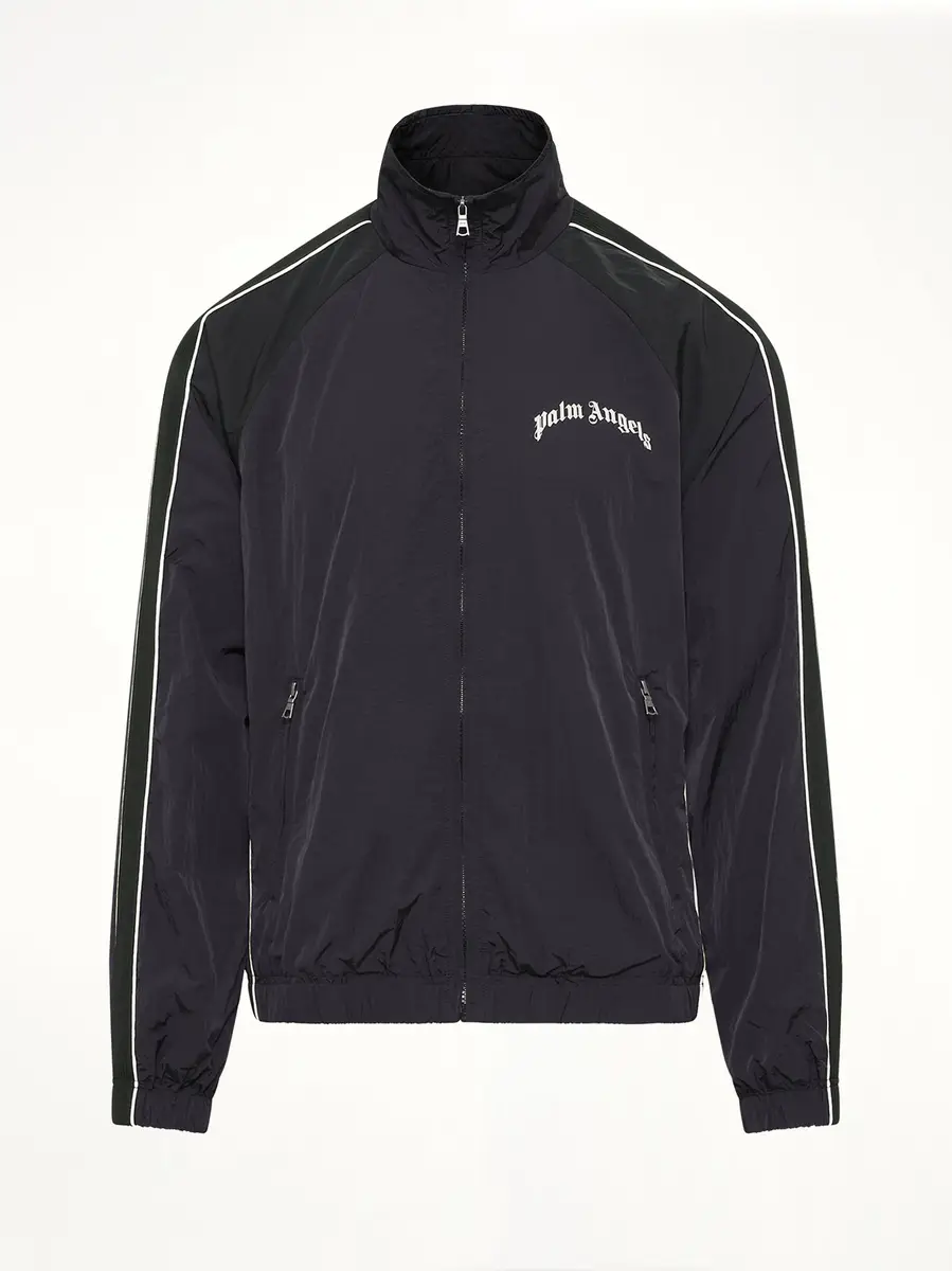 Palm Angels Curved Logo Windbreaker in Black/off White | Thumbnail 2 Palm Angels Curved Logo Windbreaker in Black/off White | Thumbnail 2