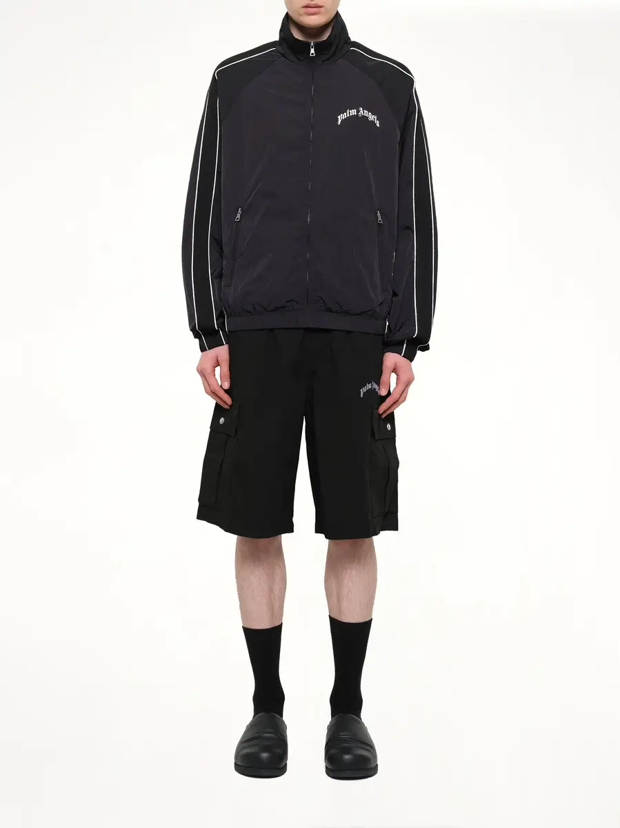 Palm Angels Curved Logo Windbreaker in Black/off White | Thumbnail 7 Palm Angels Curved Logo Windbreaker in Black/off White | Thumbnail 7