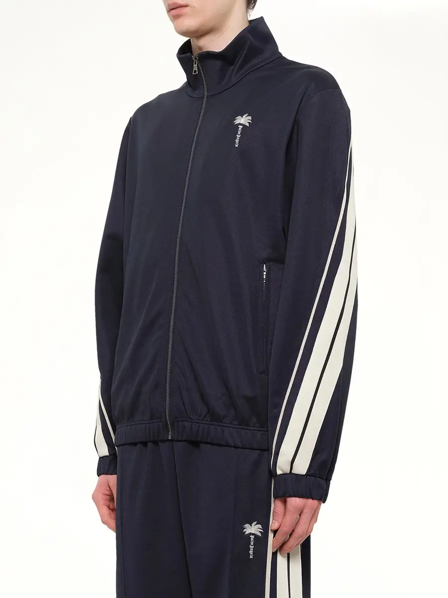 Palm Angels Palm Tree Striped Track Jacket in Navy Blue/off White | Thumbnail 3 Palm Angels Palm Tree Striped Track Jacket in Navy Blue/off White | Thumbnail 3