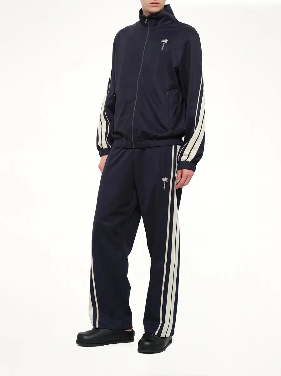 Palm Angels Palm Tree Striped Track Jacket in Navy Blue/off White | Thumbnail 4 Palm Angels Palm Tree Striped Track Jacket in Navy Blue/off White | Thumbnail 4