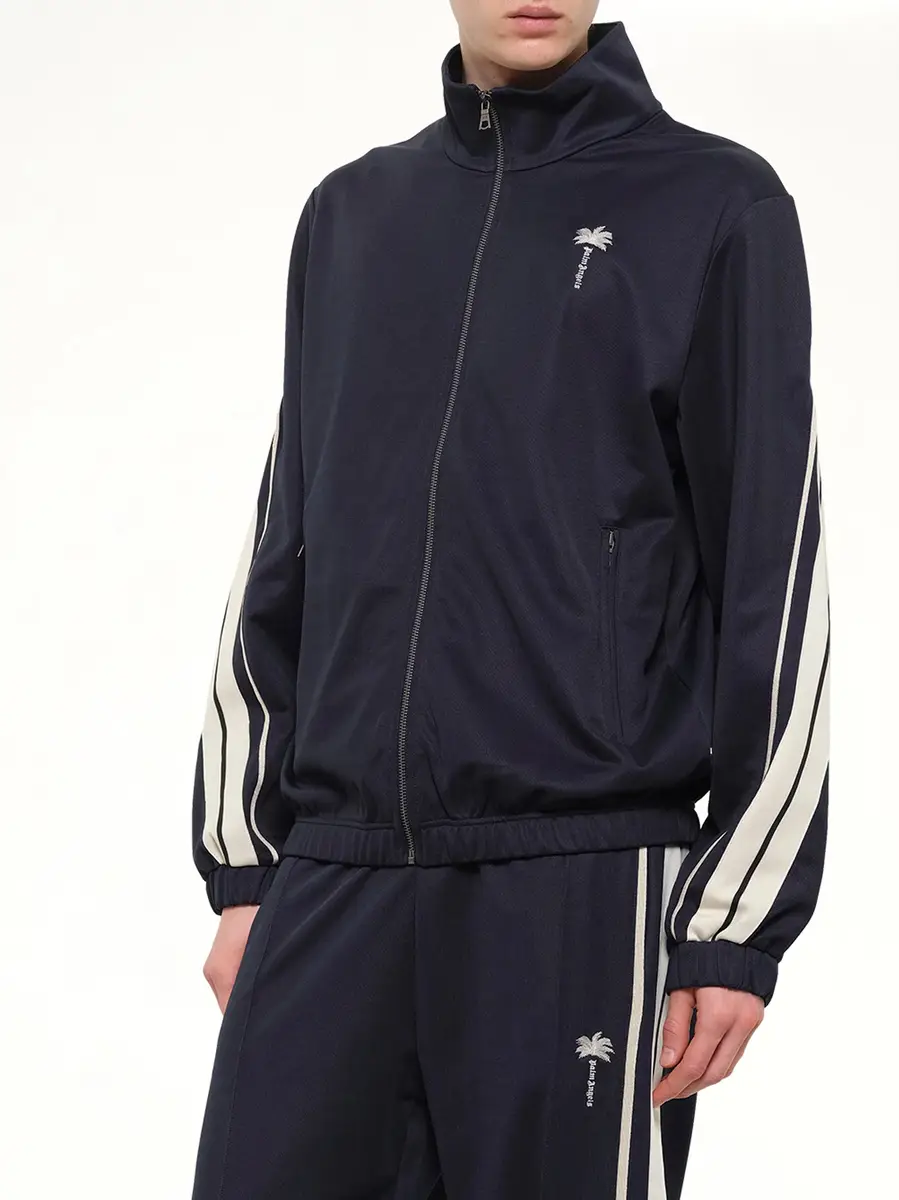 Palm Angels Palm Tree Striped Track Jacket in Navy Blue/off White | Thumbnail 6 Palm Angels Palm Tree Striped Track Jacket in Navy Blue/off White | Thumbnail 6