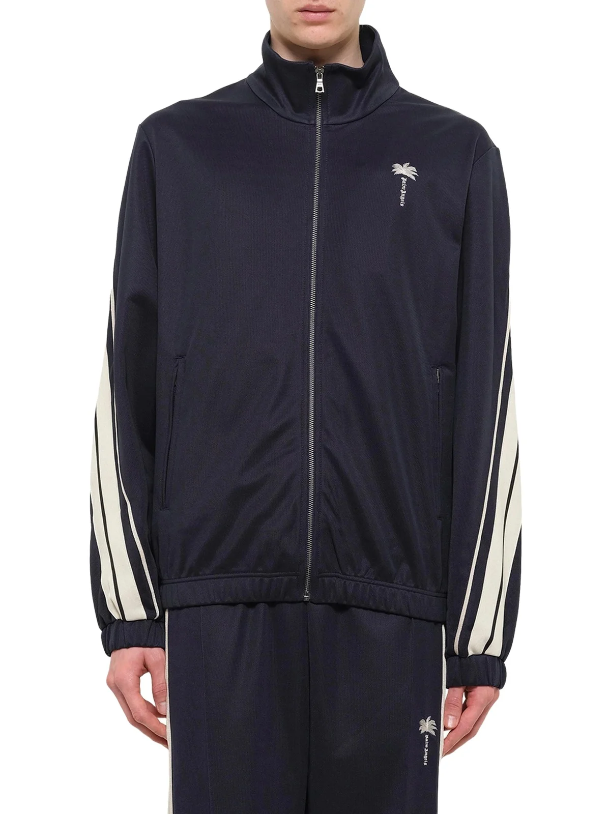Palm Tree Striped Track Jacket in Navy Blue/off White Palm Tree Striped Track Jacket in Navy Blue/off White