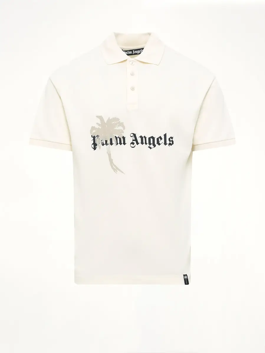 Palm Angels Palm Drift Polo S/s in Off White/black | Thumbnail 2 Palm Angels Palm Drift Polo S/s in Off White/black | Thumbnail 2