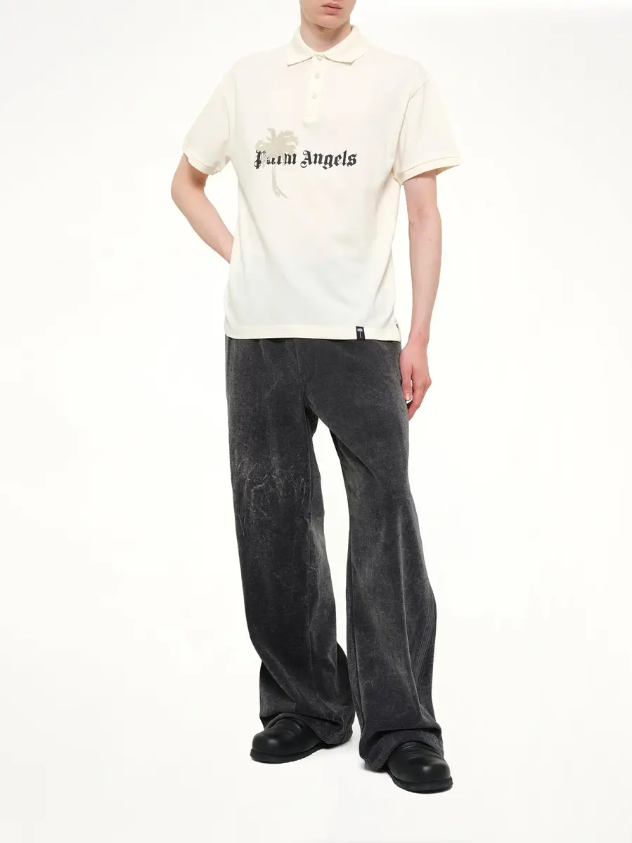 Palm Angels Palm Drift Polo S/s in Off White/black | Thumbnail 4 Palm Angels Palm Drift Polo S/s in Off White/black | Thumbnail 4