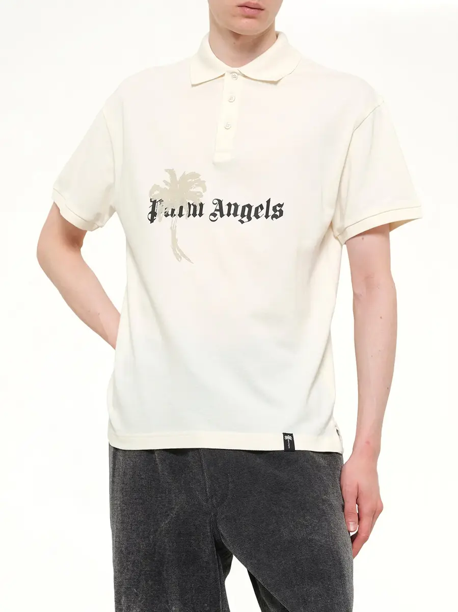 Palm Angels Palm Drift Polo S/s in Off White/black | Thumbnail 6 Palm Angels Palm Drift Polo S/s in Off White/black | Thumbnail 6