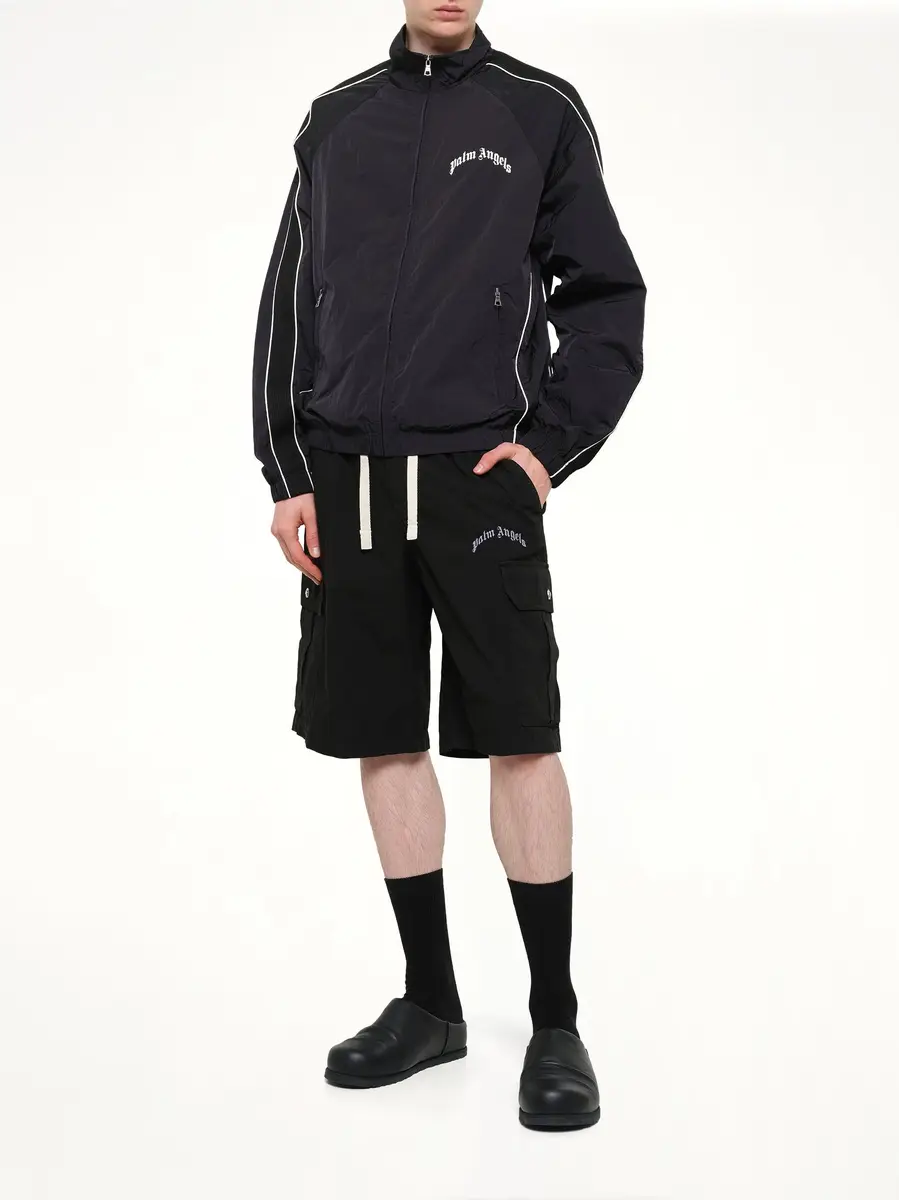 Palm Angels Curved Logo Loose Cargo Short in Black/off White | Thumbnail 4 Palm Angels Curved Logo Loose Cargo Short in Black/off White | Thumbnail 4