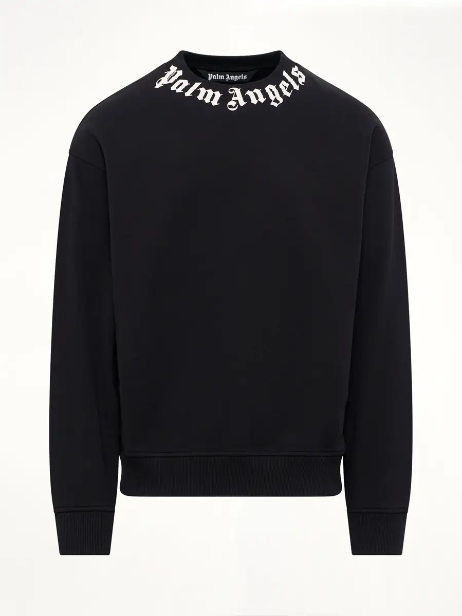 Palm Angels Neck Logo Regular Sweatshirt in Black/off White | Thumbnail 2 Palm Angels Neck Logo Regular Sweatshirt in Black/off White | Thumbnail 2