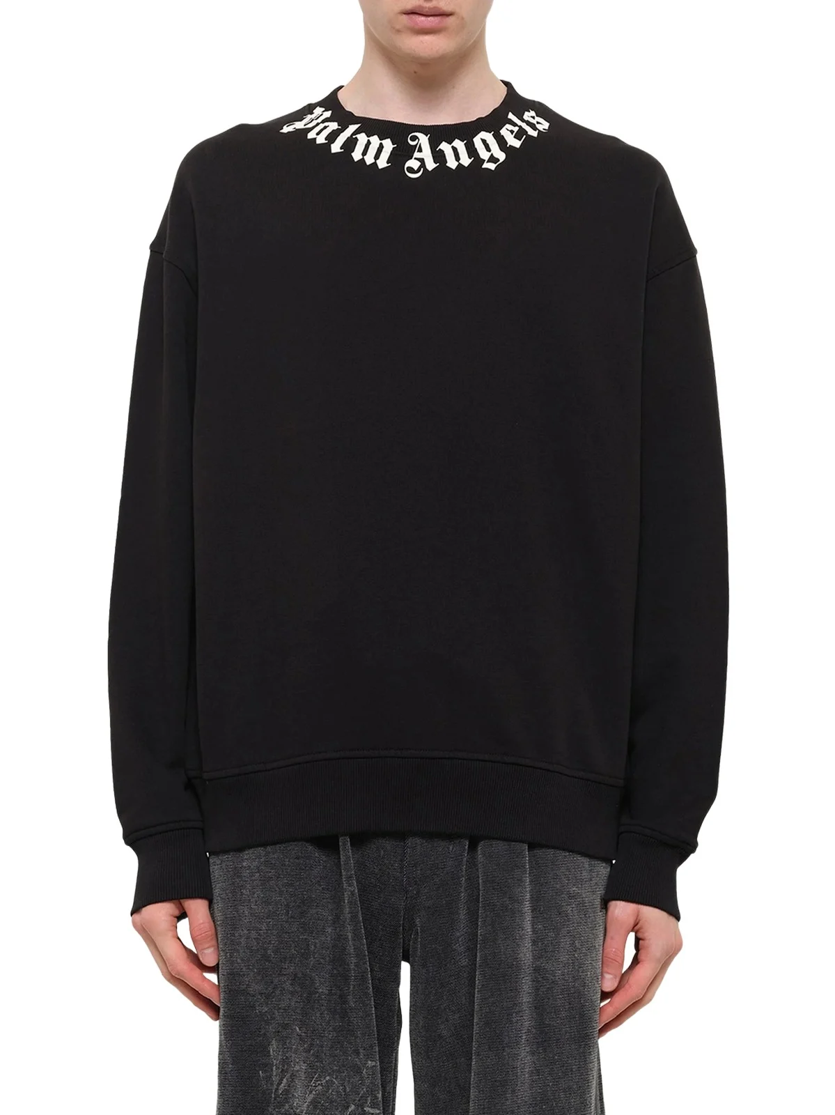 Neck Logo Regular Sweatshirt in Black/off White Neck Logo Regular Sweatshirt in Black/off White