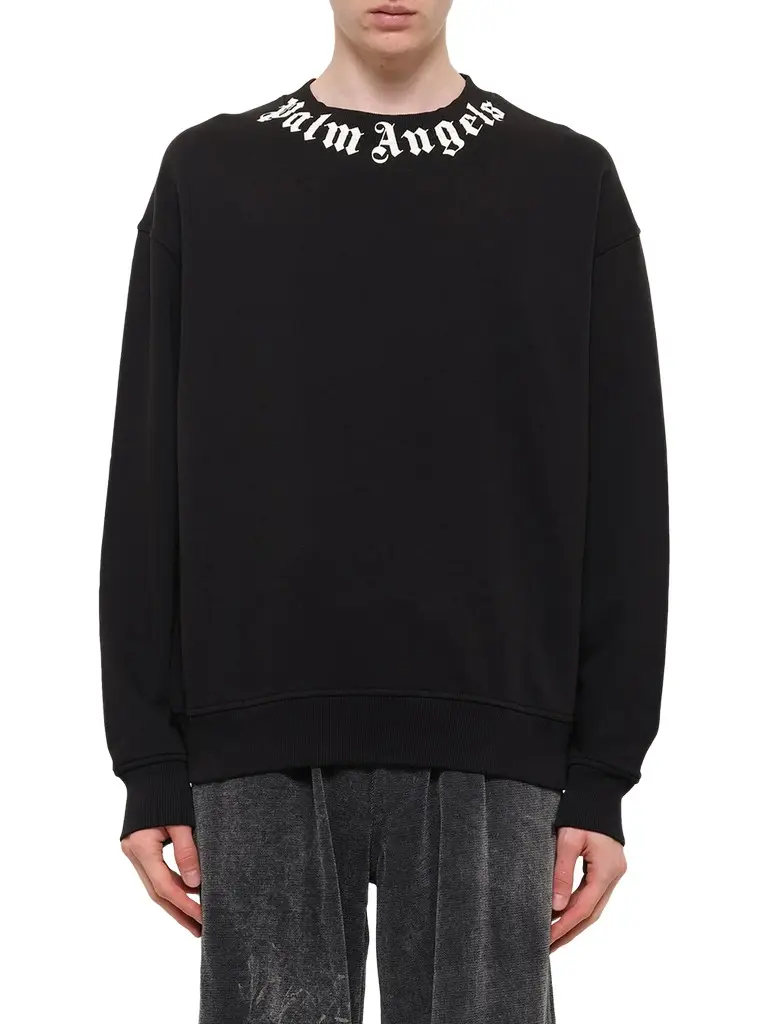 Neck Logo Regular Sweatshirt in Black/off White Neck Logo Regular Sweatshirt in Black/off White