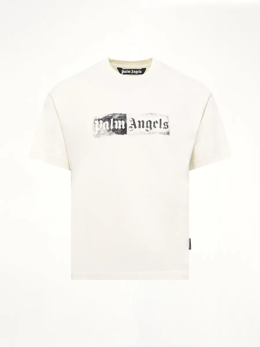 Palm Angels Stamp Logo Regular T-shirt in Off White/black | Thumbnail 2 Palm Angels Stamp Logo Regular T-shirt in Off White/black | Thumbnail 2