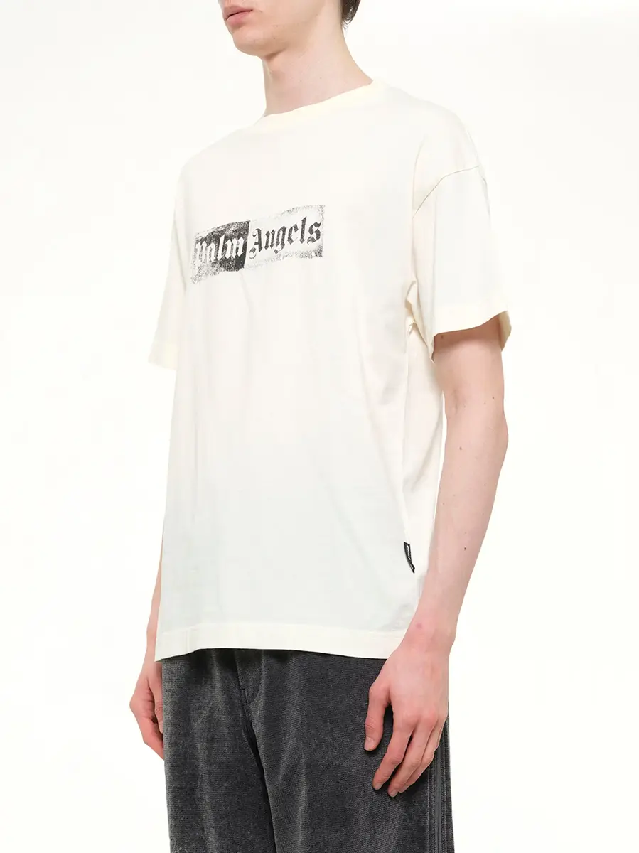 Palm Angels Stamp Logo Regular T-shirt in Off White/black | Thumbnail 3 Palm Angels Stamp Logo Regular T-shirt in Off White/black | Thumbnail 3