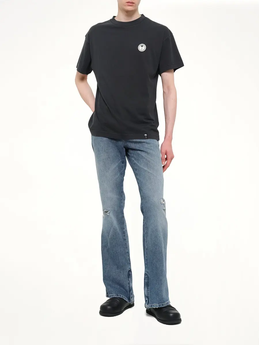 Palm Angels Palm Shadow Regular T-shirt in Anthracite/off White | Thumbnail 4 Palm Angels Palm Shadow Regular T-shirt in Anthracite/off White | Thumbnail 4