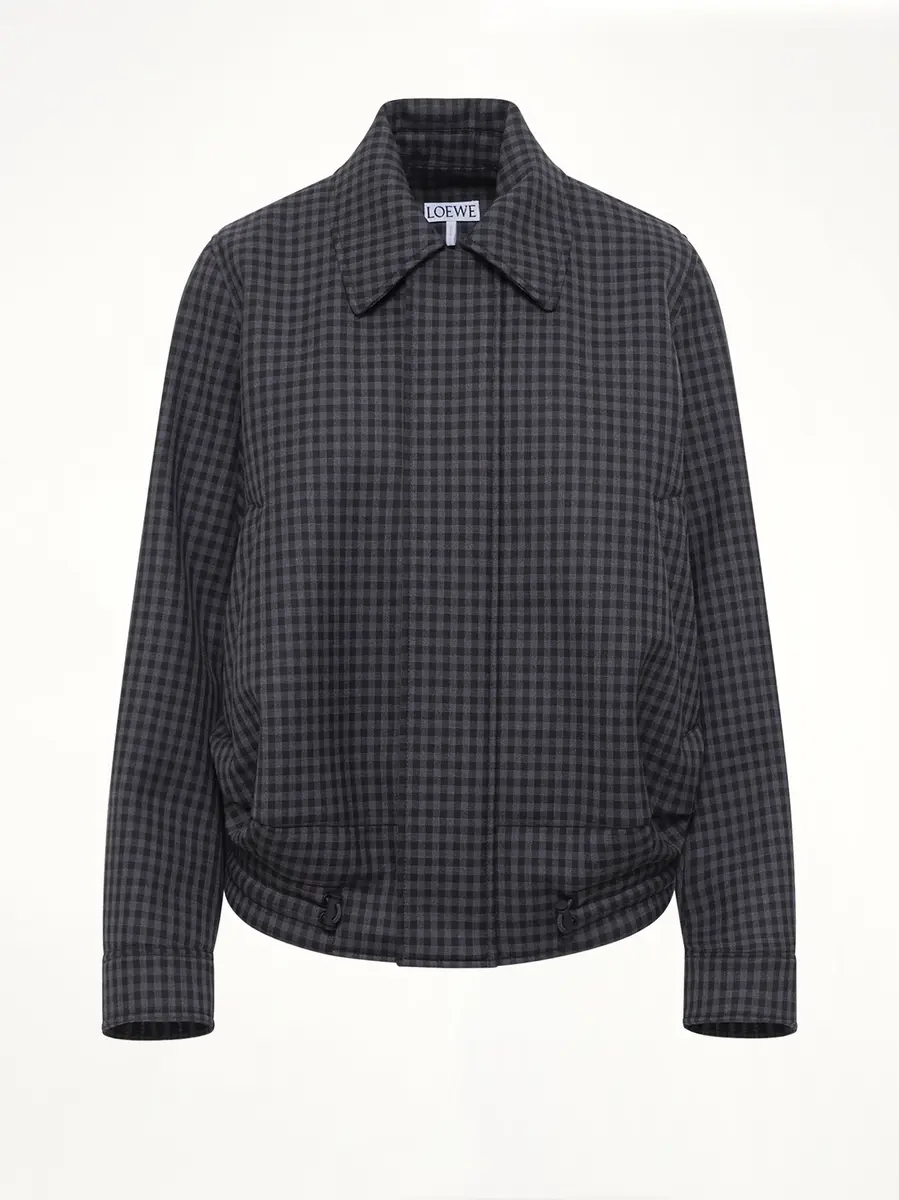 Loewe Wool Check Drawstring Jacket in Blue/black | Thumbnail 2 Loewe Wool Check Drawstring Jacket in Blue/black | Thumbnail 2