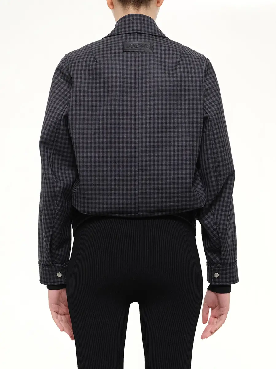 Loewe Wool Check Drawstring Jacket in Blue/black | Thumbnail 5 Loewe Wool Check Drawstring Jacket in Blue/black | Thumbnail 5
