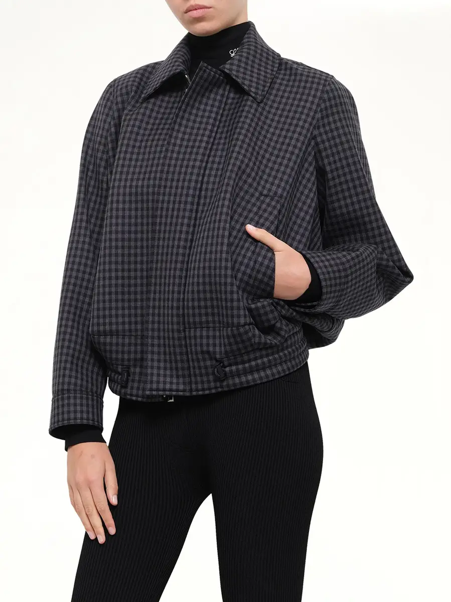 Loewe Wool Check Drawstring Jacket in Blue/black | Thumbnail 6 Loewe Wool Check Drawstring Jacket in Blue/black | Thumbnail 6