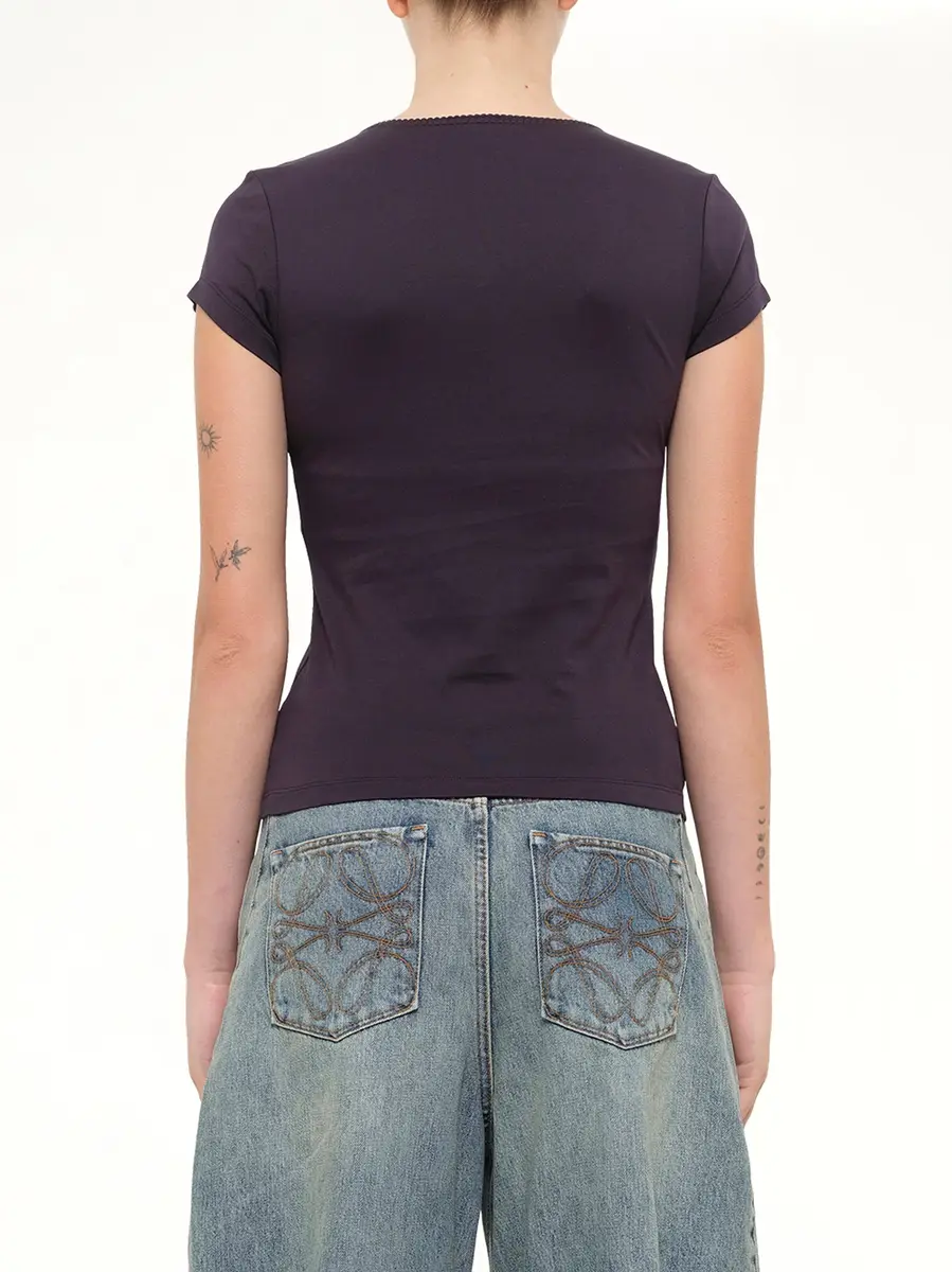 Loewe Debossed Small Fit T-shirt in Navy Blue | Thumbnail 5 Loewe Debossed Small Fit T-shirt in Navy Blue | Thumbnail 5