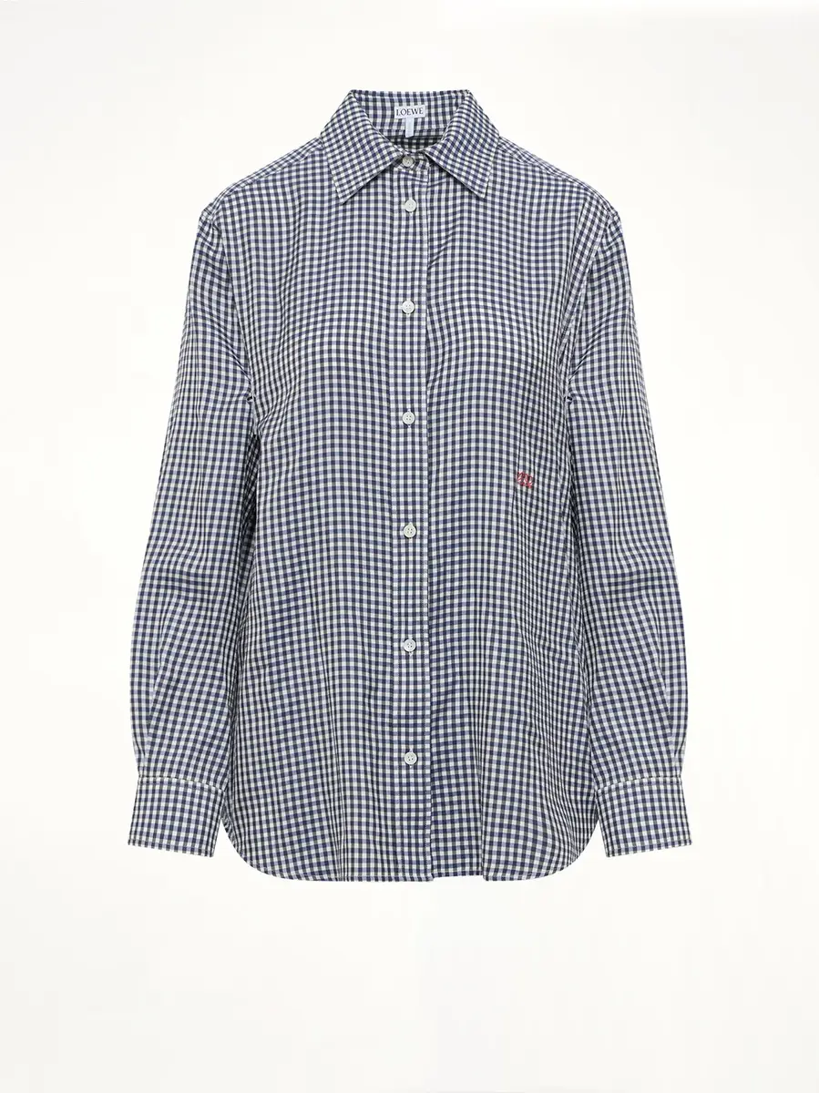 Loewe Silk Gingham Check Shirt in Blue/white | Thumbnail 2 Loewe Silk Gingham Check Shirt in Blue/white | Thumbnail 2