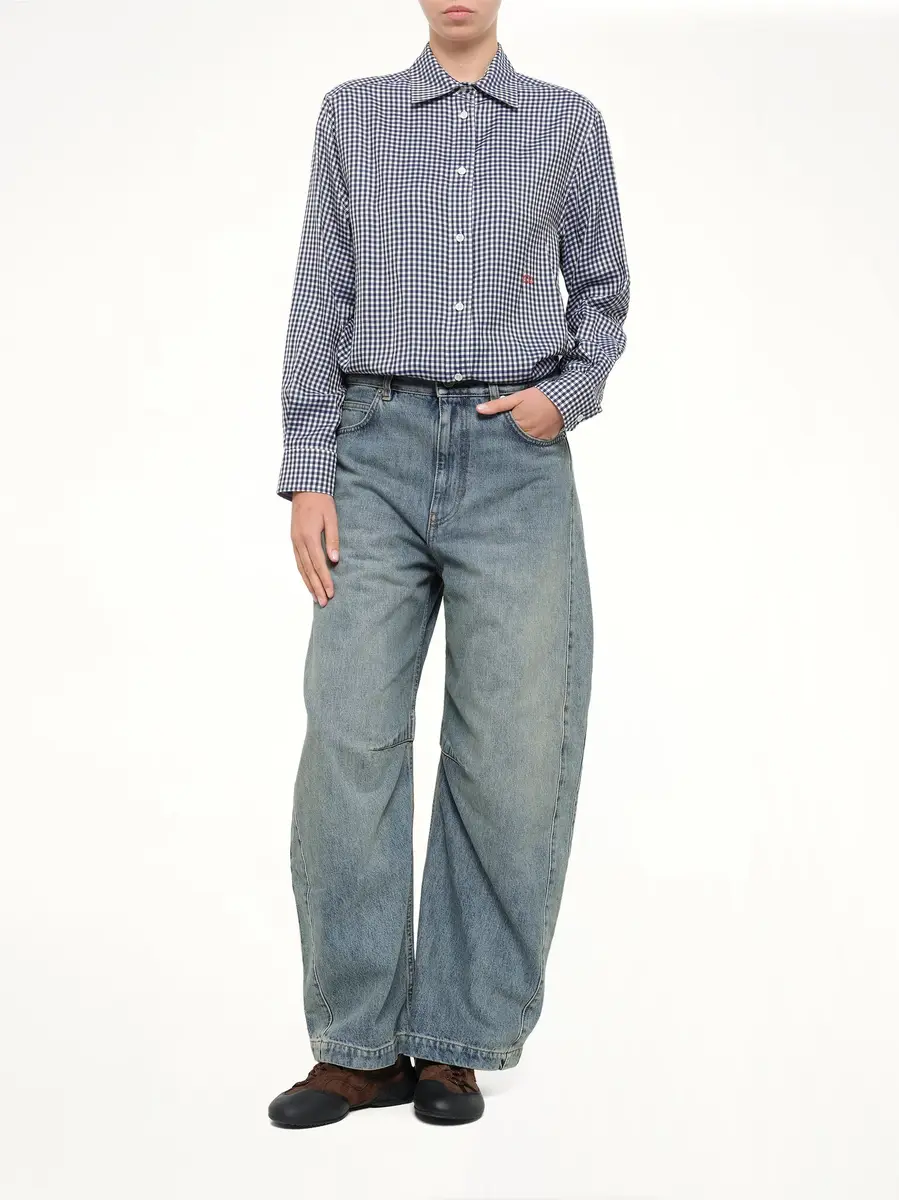 Loewe Silk Gingham Check Shirt in Blue/white | Thumbnail 4 Loewe Silk Gingham Check Shirt in Blue/white | Thumbnail 4
