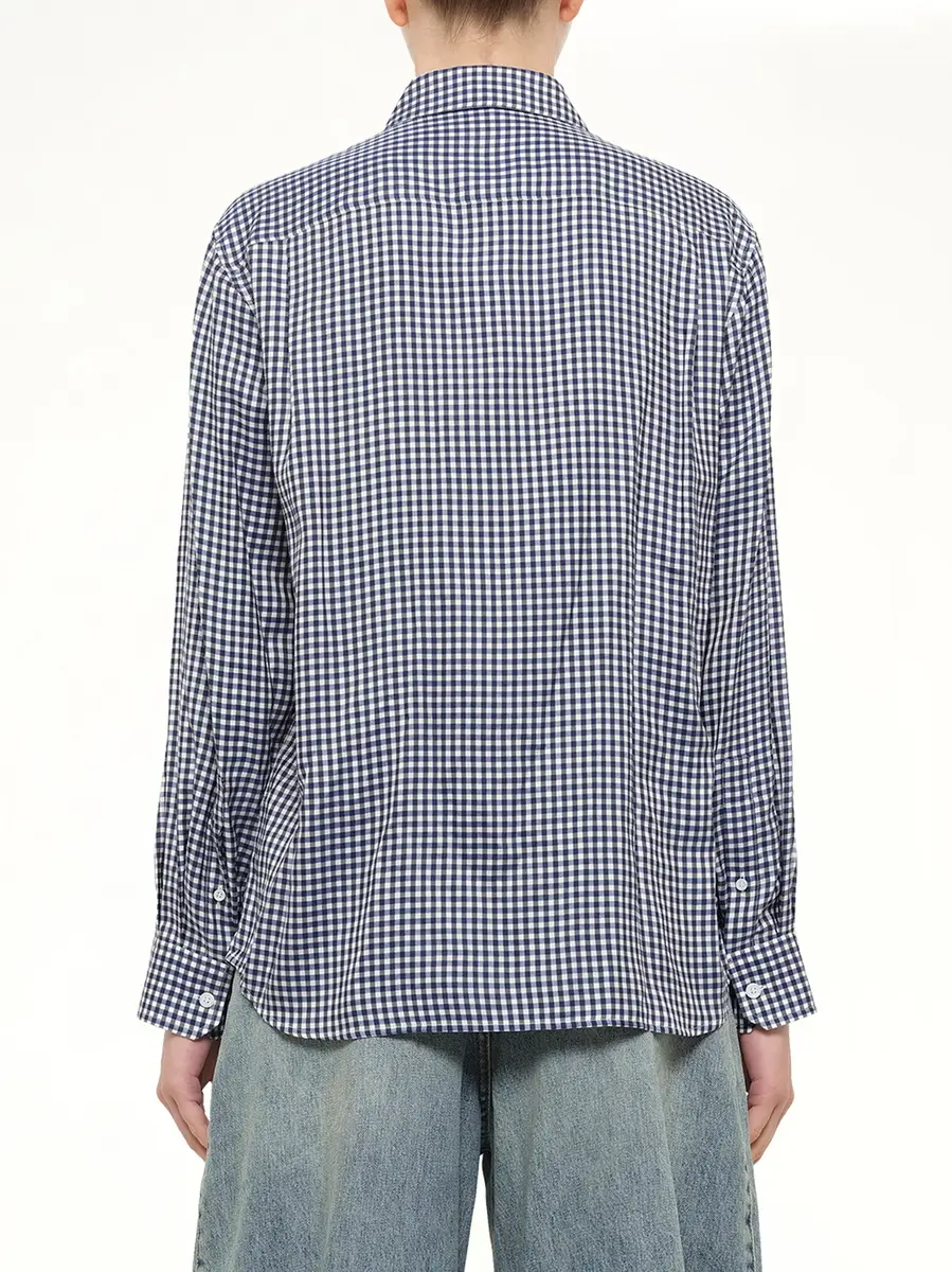 Loewe Silk Gingham Check Shirt in Blue/white | Thumbnail 5 Loewe Silk Gingham Check Shirt in Blue/white | Thumbnail 5