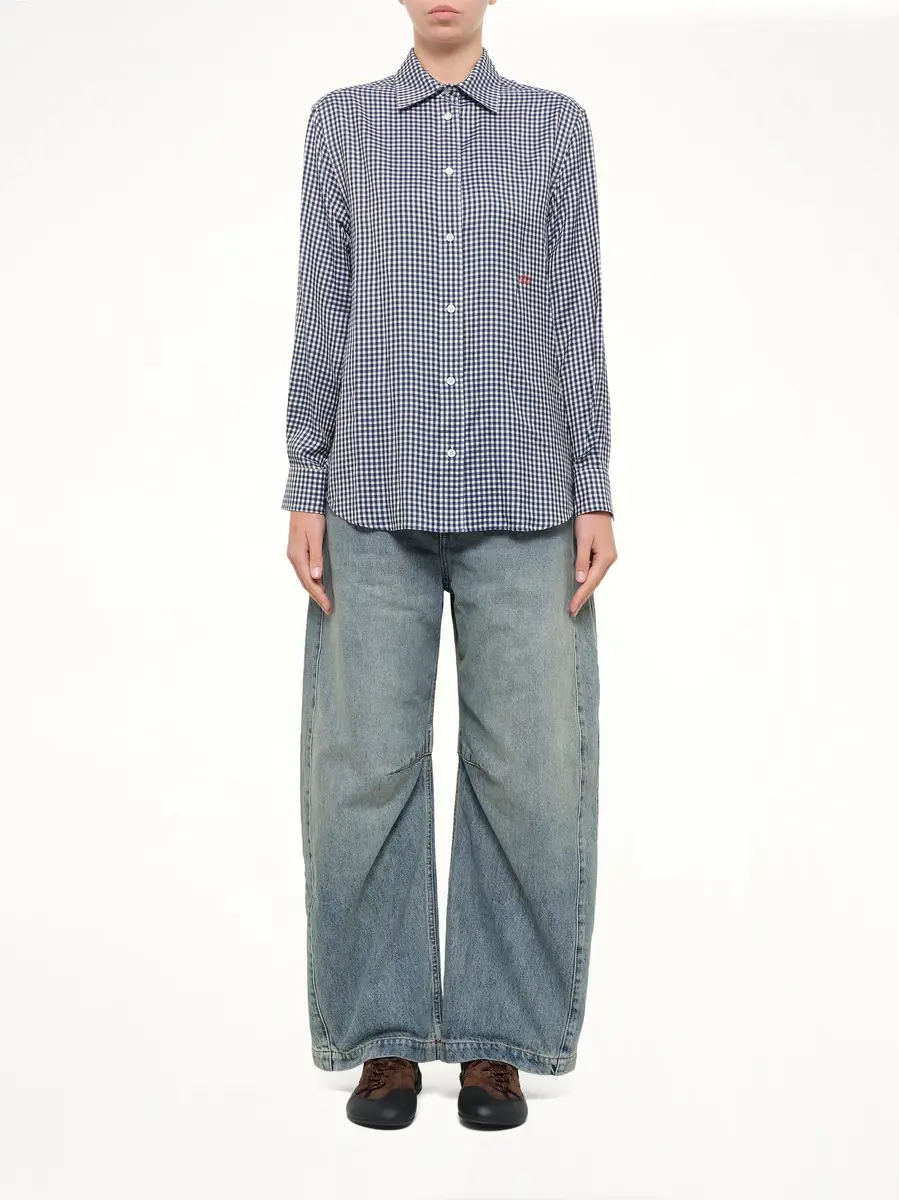 Loewe Silk Gingham Check Shirt in Blue/white | Thumbnail 7 Loewe Silk Gingham Check Shirt in Blue/white | Thumbnail 7